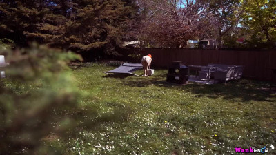 WankItNow Auburn Fox Cumming In The Garden Part