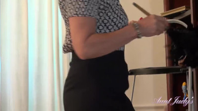 AuntJudys Marie Dusts And Cleans While Masturbating
